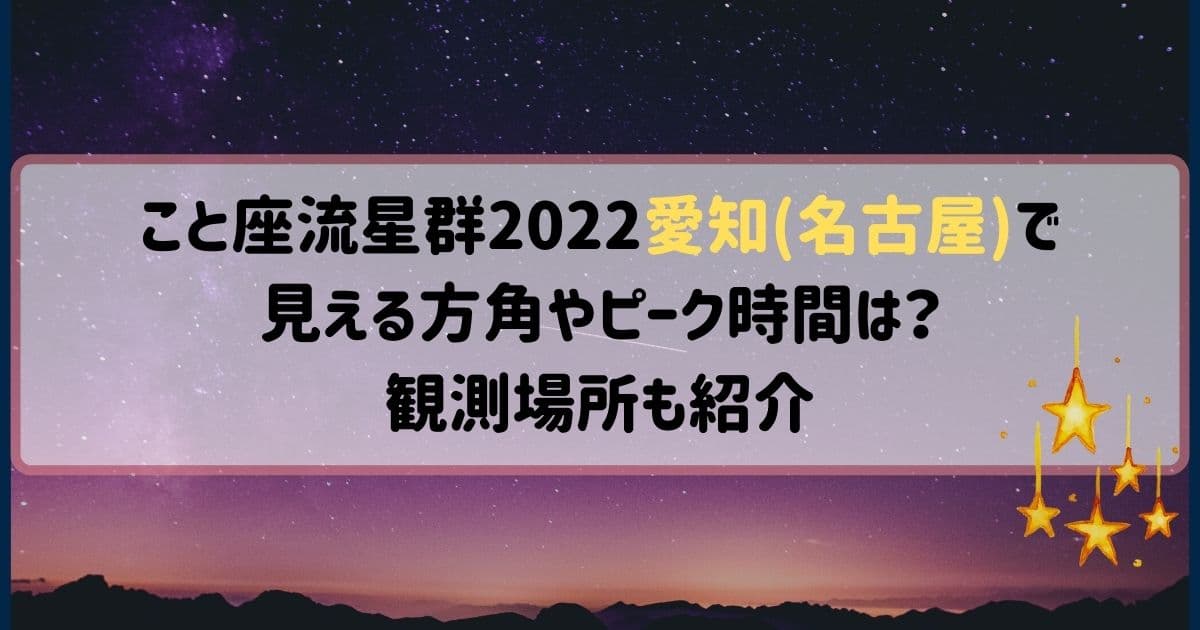 こと座流星群2022愛知(名古屋)で見える方角やピーク時間は？観測場所も紹介